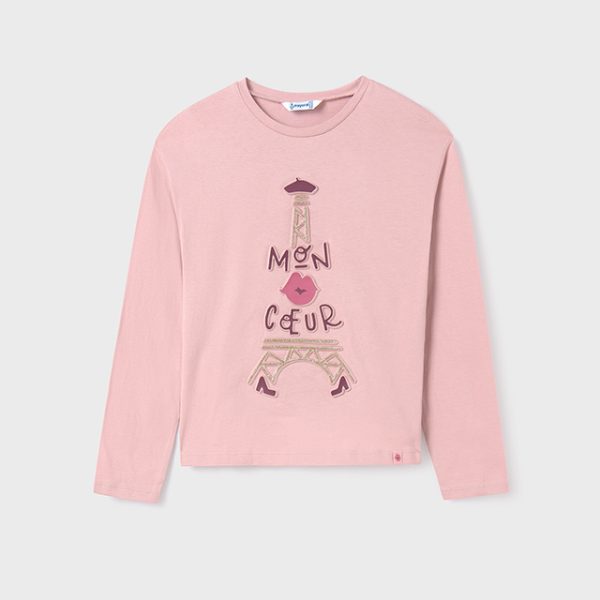 MAYORAL Dievčenské tričko s dlhým rukávom s obrázkom ružové Long sleeved tshirt colorete 7045 | Welcomebaby.sk