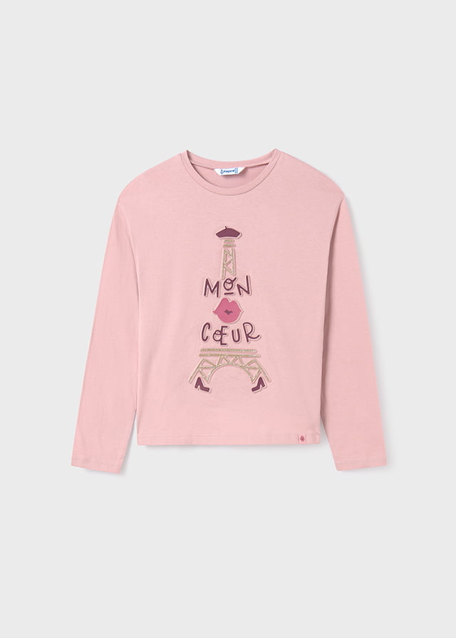 MAYORAL Dievčenské tričko s dlhým rukávom s obrázkom ružové Long sleeved tshirt colorete 7045 | Welcomebaby.sk