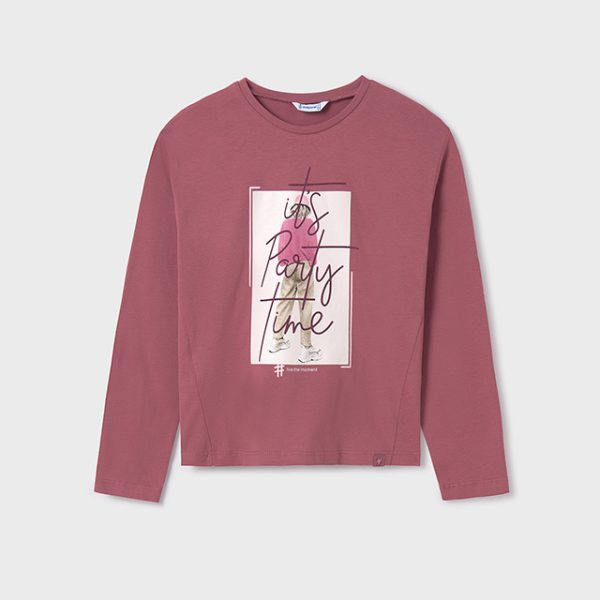 MAYORAL Dievčenské tričko s dlhým rukávom s obrázkom postavy ružové Long sleeve tshirt pink 7057 | Welcomebaby.sk