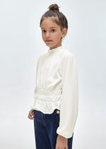 MAYORAL Dievčenská blúzka s dlhým rukávom a volánom biela Knit blouse white 7178 | Welcomebaby.sk