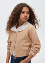 MAYORAL Dievčenský pletený sveter svetlohnedý Knitting cardigan brown 7311 | Welcomebaby.sk