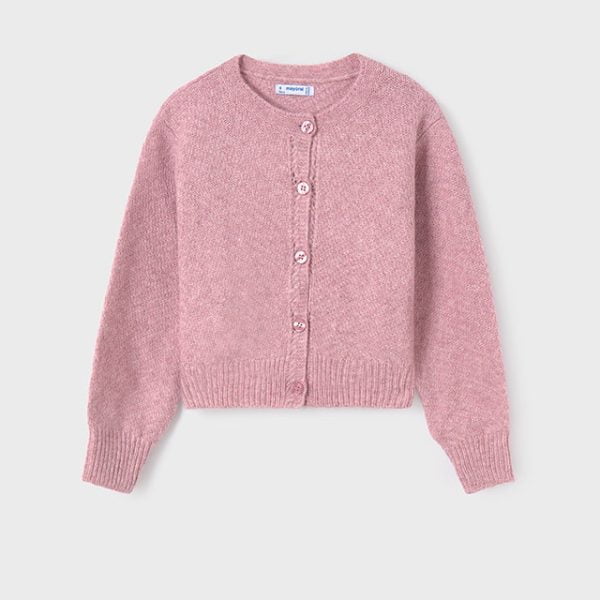 MAYORAL Dievčenský sveter na gombíky ružový Tricot cardigan quarz 7311 | Welcomebaby.sk