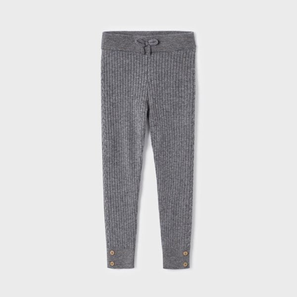 MAYORAL Dievčenské pletené sivé rebrované legíny Ribbed leggings grey 10582 | Welcomebaby.sk