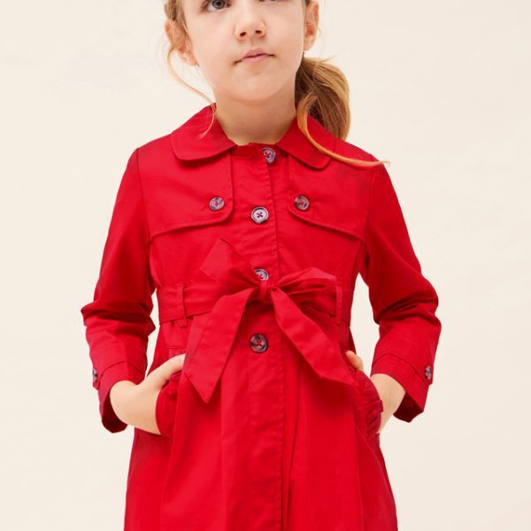 MAYORAL Dievčenský trenčkot kabát červený Trench coat red 3446 | Welcomebaby.sk