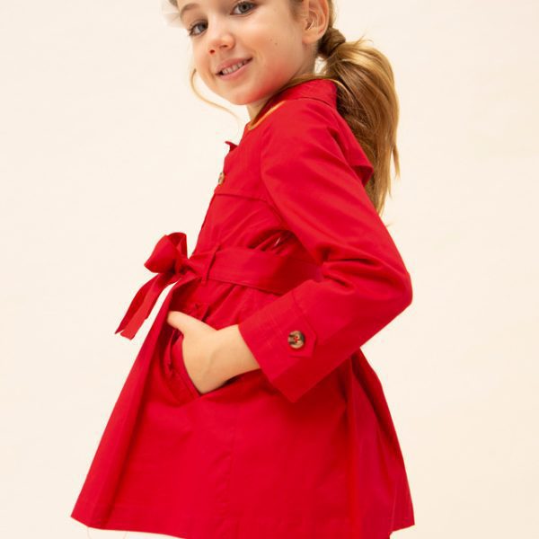 MAYORAL Dievčenský trenčkot kabát červený Trench coat red 3446 | Welcomebaby.sk