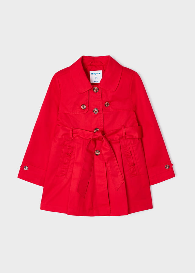 MAYORAL Dievčenský trenčkot kabát červený Trench coat red 3446 | Welcomebaby.sk