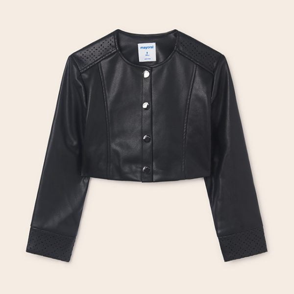 MAYORAL Dievčenská koženková bunda čierna Leather jacket black 6432 | Welcomebaby.sk