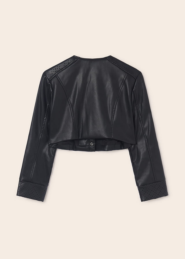 MAYORAL Dievčenská koženková bunda čierna Leather jacket black 6432 | Welcomebaby.sk