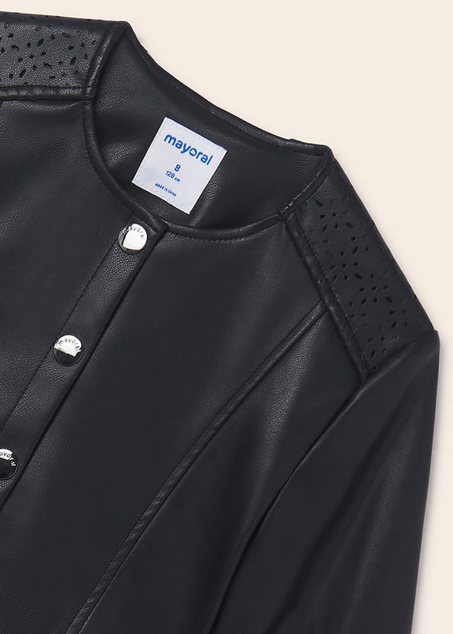MAYORAL Dievčenská koženková bunda čierna Leather jacket black 6432 | Welcomebaby.sk