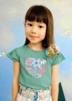 MAYORAL Dievčenské tričko s krátkym rukávom zelené Girl print tshirt mint 3015 | Welcomebaby.sk