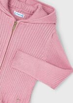 MAYORAL Dievčenský rebrovaný sveter s kapucňou ružový Girl ribbed cardigan rosa 3365 | Welcomebaby.sk