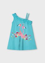 MAYORAL Letné šaty na ramienka modré Girl casual asymetric dress agate 3937 | Welcomebaby.sk