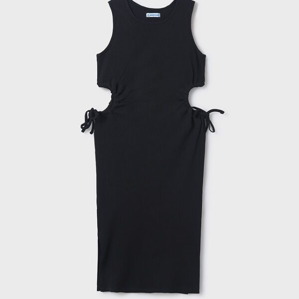 MAYORAL Rebrované šaty na hrubé ramienka čierne Girl midi ribbed dress black 6985 | Welcomebaby.sk