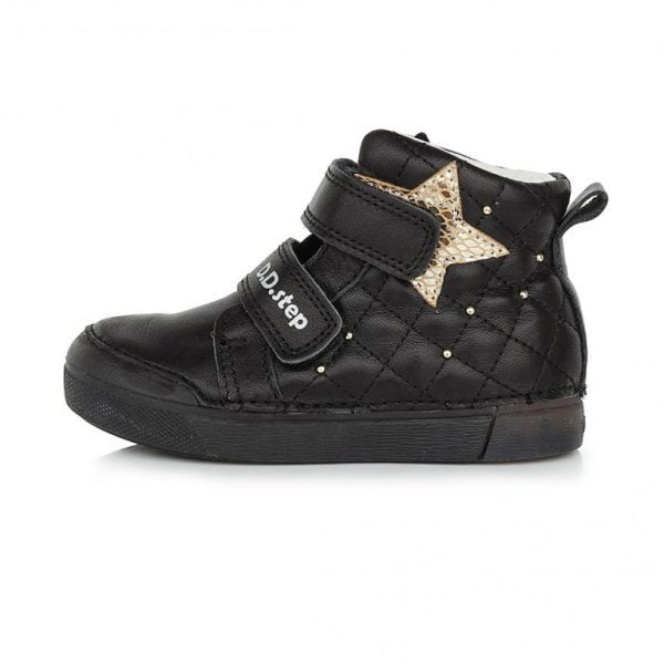 DD STEP Kotníkové dievčenské topánky s hviezdou čierne Shoes black A068 346 | Welcomebaby.sk