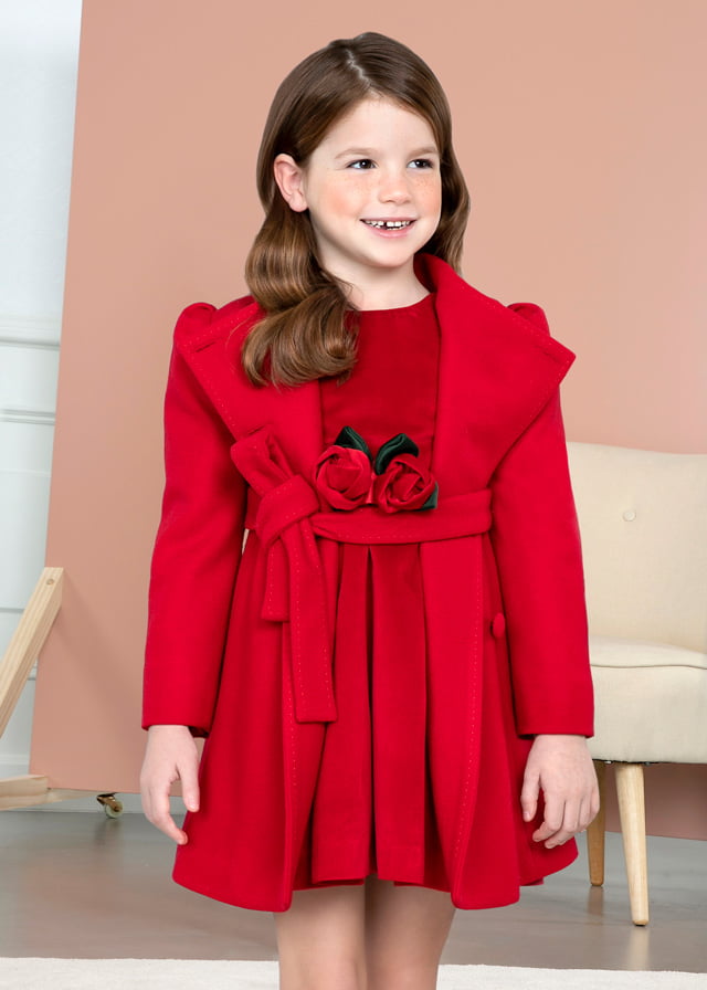 ABEL & LULA Dievčenský červený vlnený kabát Woolen coat red 5868 | Welcomebaby.sk