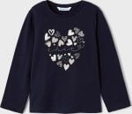 MAYORAL Dievčenské tričko s dlhým rukávom so srdiečkami tmavomodréLong sleeve tshirt navy 178 | Welcomebaby.sk