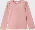 MAYORAL Dievčenské tričko s dlhým rukávom a volánikmi ružové Long sleeved tshirt nude 4003 | Welcomebaby.sk