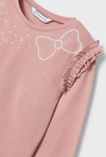 MAYORAL Dievčenské tričko s dlhým rukávom a volánikmi ružové Long sleeved tshirt nude 4003 | Welcomebaby.sk