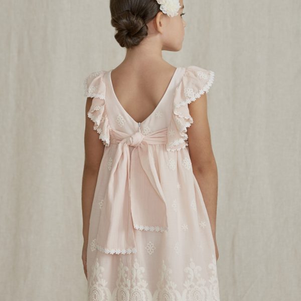 ABEL & LULA Vyšívané šaty s volánovými rukávmi marhuľové Dress salmon 5034 | Welcomebaby.sk