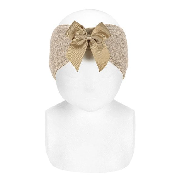 CÓNDOR Dievčenská trblietavá čelenka s mašľou béžová Bright yarn headband with grosgrain bow beige 50009 | Welcomebaby.sk