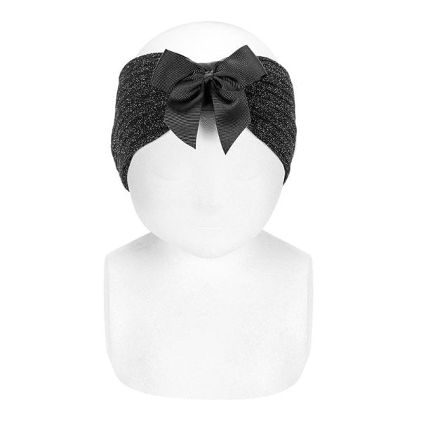 CÓNDOR Dievčenská trblietavá čelenka s mašľou čierna Bright yarn headband with grosgrain bow black 50009 | Welcomebaby.sk