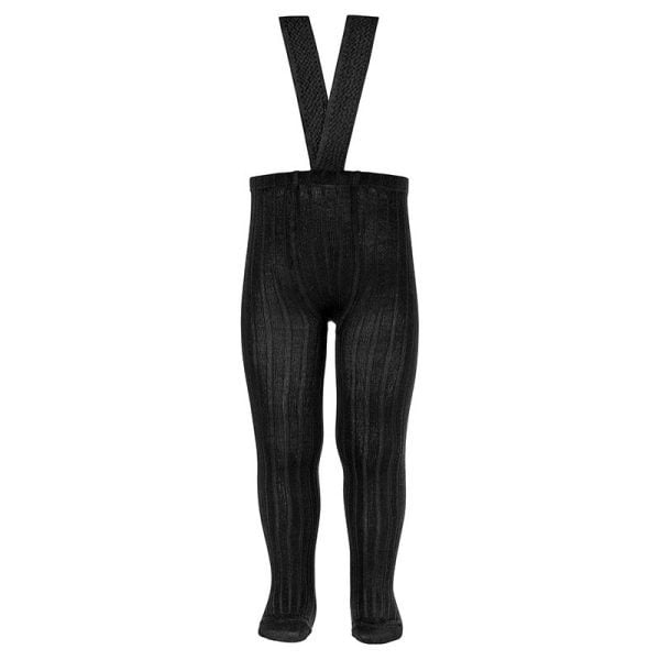 CÓNDOR Rebrované pančuchy na traky čierne Rib Tights With Elastic Suspenders Black 2416 | Welcomebaby.sk