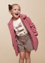 MAYORAL Kabát s umelou kožušinou ružový Teddy coat orchid pink 4409 | Welcomebaby.sk