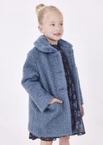 MAYORAL Kabát s umelou kožušinou modrý Teddy coat blue 4409 | Welcomebaby.sk