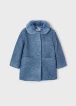 MAYORAL Kabát s umelou kožušinou modrý Teddy coat blue 4409 | Welcomebaby.sk