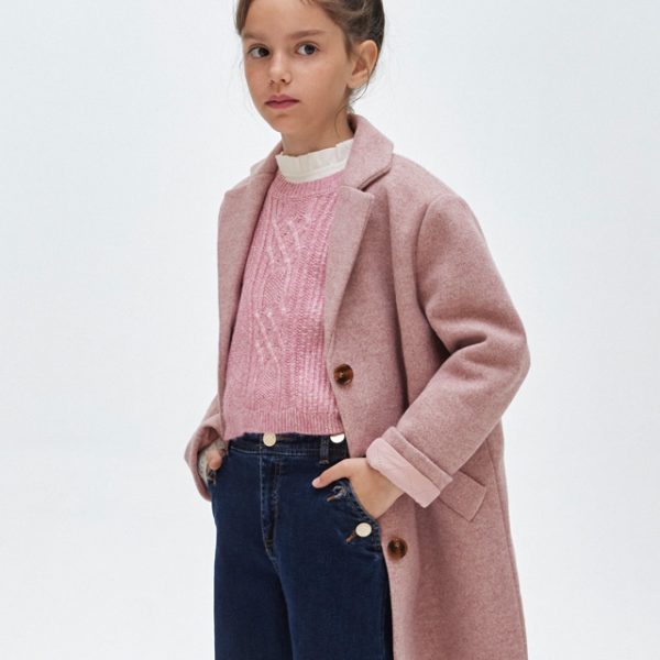 MAYORAL Dievčenský kabát ružový klasický štýlový Coat pink 7407 | Welcomebaby.sk