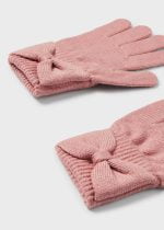 MAYORAL Rukavice s mašľou ružové Knit gloves nude 10586 | Welcomebaby.sk