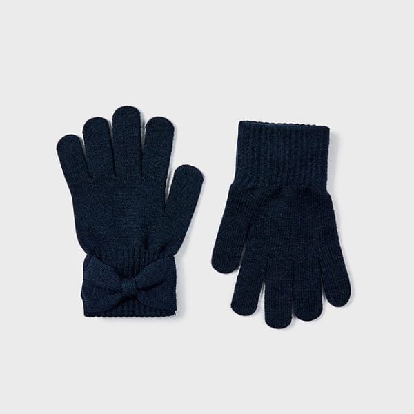 MAYORAL Rukavice s mašľou tmavomodré Knit gloves navy 10586 | Welcomebaby.sk