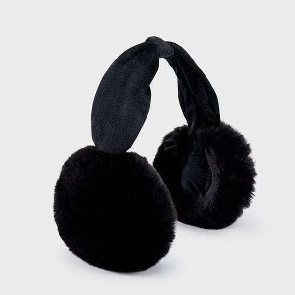 MAYORAL Kožušinová čelenka čierna chránič na uši Girl fur earmuffs 10609 | Welcomebaby.sk