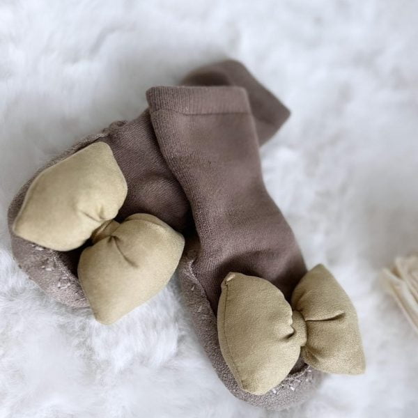 W BABY Ponožky s mašľou hnedé Socks with bow brown | Welcomebaby.sk