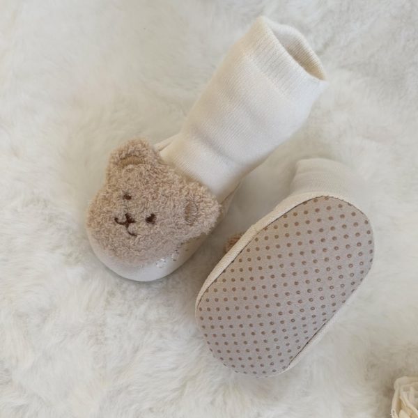W BABY Ponožky s macom krémové Socks with teddy bear cream | Welcomebaby.sk