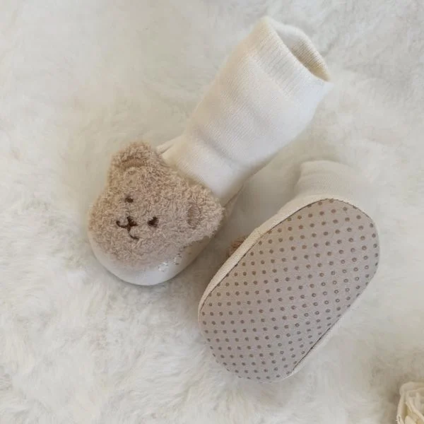 W BABY Ponožky s macom krémové Socks with teddy bear cream | Welcomebaby.sk