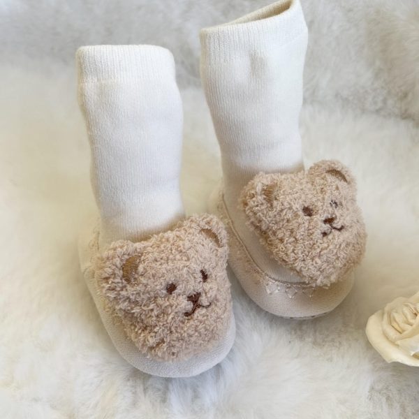 W BABY Ponožky s macom krémové Socks with teddy bear cream | Welcomebaby.sk