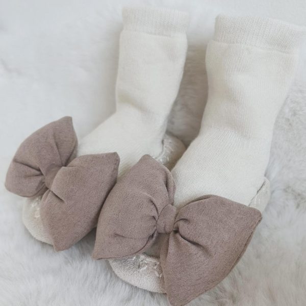 W BABY Ponožky s mašľou krémové Socks with bow cream | Welcomebaby.sk