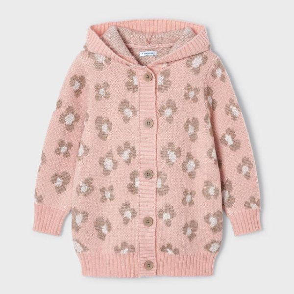 MAYORAL Dievčenský vzorovaný sveter ružový Girl jacquard cardigan nude 4312 | Welcomebaby.sk