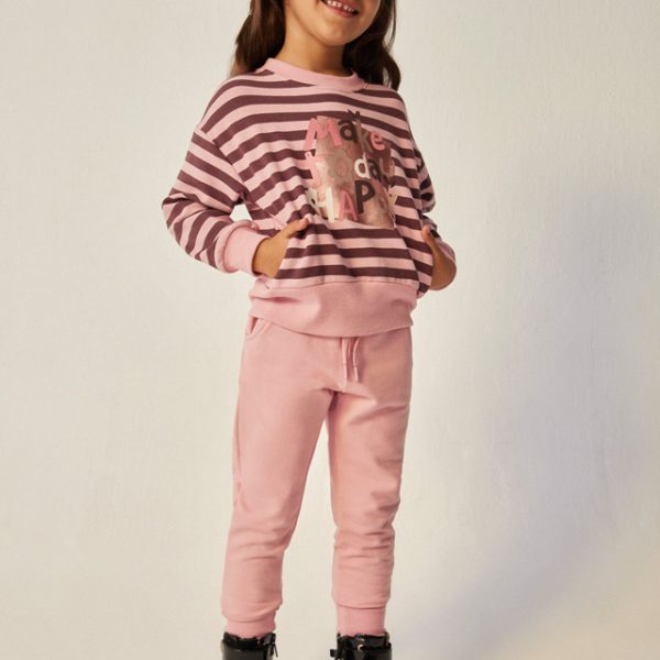 MAYORAL Dievčenské ružové tepláky s pruhovanou mikinou Girl 2 piece tracksuit 4862 | Welcomebaby.sk