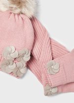 MAYORAL Čiapka, šál a rukavice s kvetom ružový Hat scarf set pink 10597 | Welcomebaby.sk