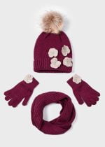 MAYORAL Čiapka, šál a rukavice s kvetom blackberry Hat scarf set 10597 | Welcomebaby.sk