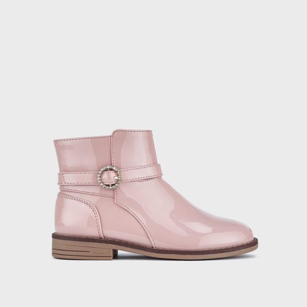 MAYORAL Dievčenské lakované vyššie topánky ružové Girl patent leather ankle boots rose 46384 | Welcomebaby.sk