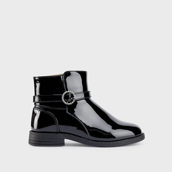 MAYORAL Dievčenské lakované vyššie topánky čierne Girl patent leather ankle boots black 46384 | Welcomebaby.sk
