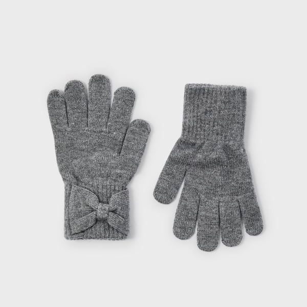 MAYORAL Rukavice s mašľou sivé Knit gloves steel 10586 | Welcomebaby.sk