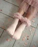 NENA BEBE Rebrované ponožky ružové s tylovým volánom Socks tulle pink 5039 | Welcomebaby.sk