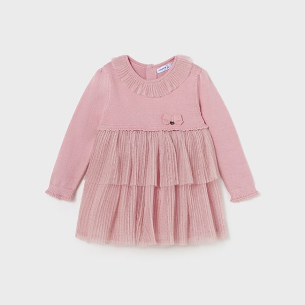 MAYORAL Tylové šaty ružové s pleteným vrchom Tulle dress pink 2979 | Welcomebaby.sk