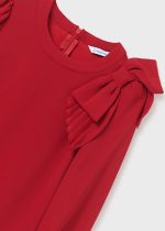 MAYORAL Dievčenské šaty s dlhým rukávom červené Girl crepe bow dress 7954 | Welcomebaby.sk