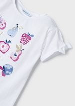 MAYORAL Dievčenské tričko s krátkym rukávom s potlačou biele Girl print tshirt white 3084 | Welcomebaby.sk