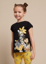 MAYORAL Dievčenské tričko čierne potlač žirafa Tshirt better cotton black 3090 | Welcomebaby.sk